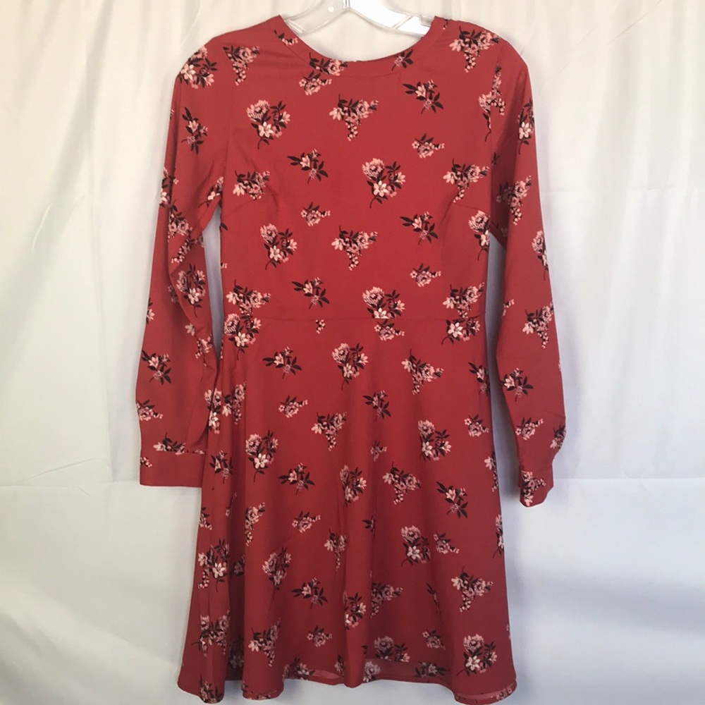 LOFT Maroon Size OO Petite Midi Dress Floral print